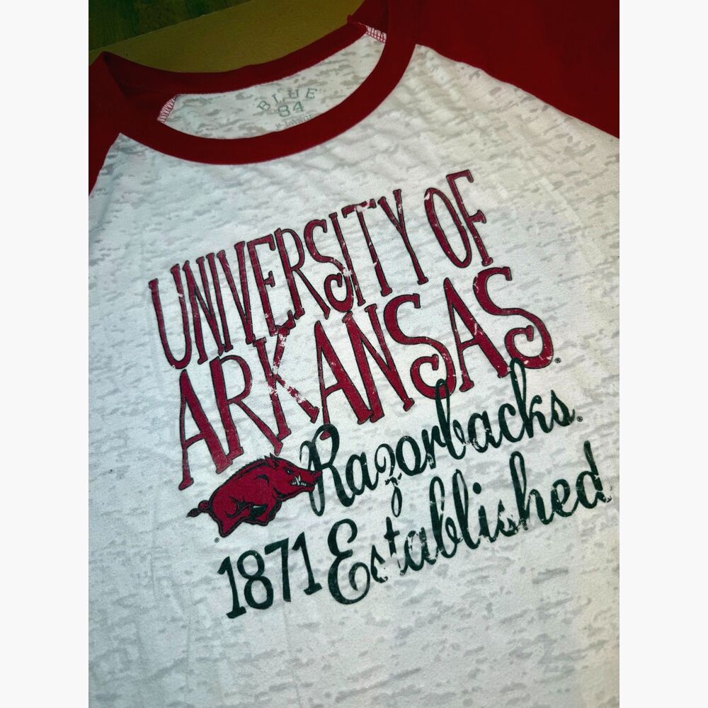 Blue 84 Arkansas Razorbacks XL 3/4 Sleeve Burnout Raglan Tee XL NCAA SEC Gameday